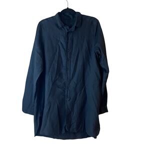 CP Shades Cotton Silk Tunic Shirt Dress Medium Soft Black Button Up Lightweight